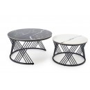 Комплект HALMAR FLAMINGO (2 стола журнальных) черный мрамор/белый мрамор/черный